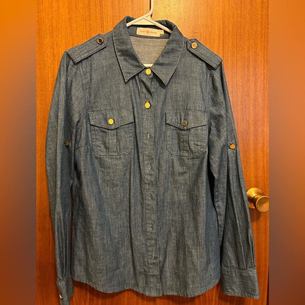 Tory Burch Blue Denim Top